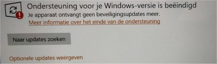 Windows 10 ondersteuning afgelopen